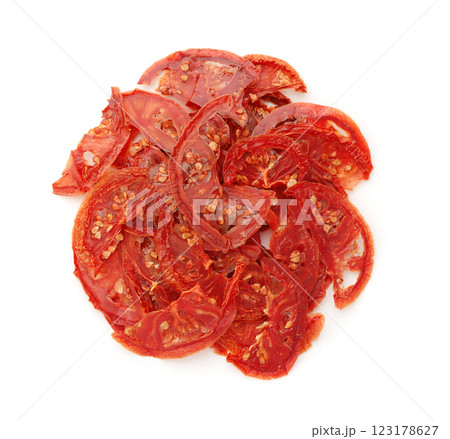 Top view of dried tomato slices Top view of dried tomato slices 123178627