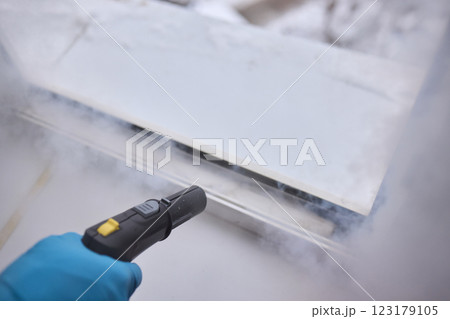 Efficient Steam Cleaning of Windows Utilizing Specialized Professional Equipment and Tools Efficient Steam Cleaning of Windows Utilizing Specialized Professional Equipment and Tools 123179105