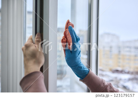 Utilizing a Cloth to Clean the Window for Achieving a Pristine and Sparkling Shine Effect Utilizing a Cloth to Clean the Window for Achieving a Pristine and Sparkling Shine Effect 123179157