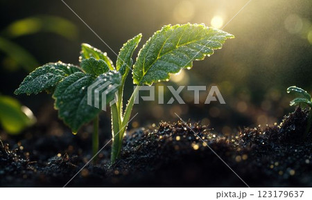 土壌で育つ若い植物 土壌で育つ若い植物 123179637