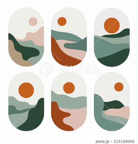 A set of abstract landscapes in a minimalist, modern style with soft color palettes. Perfect for branding, digital backgrounds, and artistic compositions. A set of abstract landscapes in a minimalist, modern style with soft color palettes. Perfect for branding, digital backgrounds, and artistic compositions. 123180000