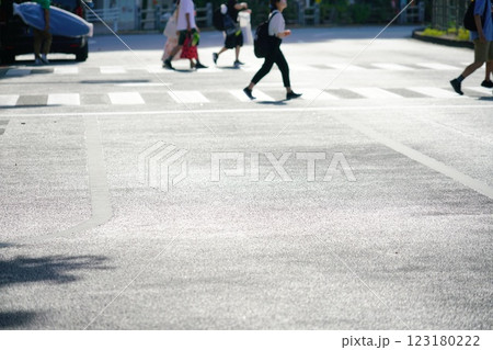 都会の横断歩道を渡る人 123180222