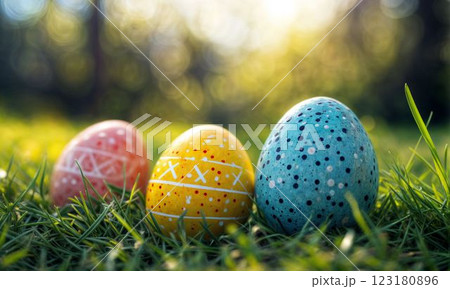カラフルなイースターエッグ 123180896