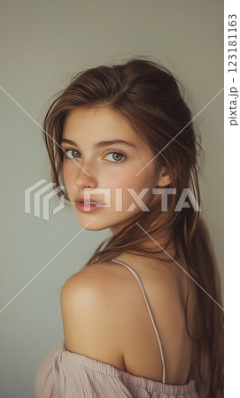 見返り美人　ドレスの女性 123181163