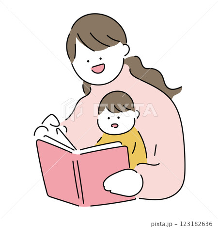 お母さんと赤ちゃん_絵本を読む 123182636