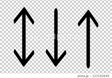 Illustration of black arrows representing up, down, and up and down 123182649