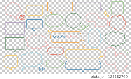 シンプルなカラーの線画の吹き出しイラスト シンプルなカラーの線画の吹き出しイラスト 123182760