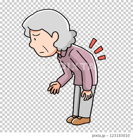 腰が曲がっている高齢女性 腰が曲がっている高齢女性 123183010