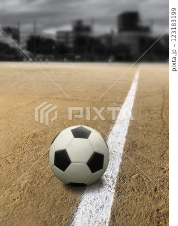 サッカーボールとサイドライン 123183199