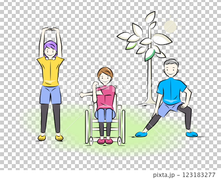 老年男女做體操、伸展運動、運動、運動 | 護理系列 123183277