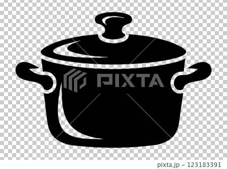 Silhouette illustration of a stylish cast iron cocotte pot, cut out on transparent background 123183391