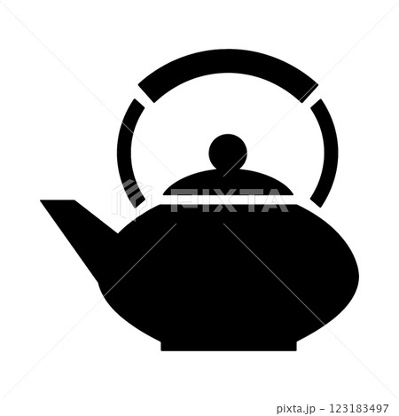 おしゃれな鋳物の急須のシルエットイラスト 透過背景の切り抜き おしゃれな鋳物の急須のシルエットイラスト 透過背景の切り抜き 123183497