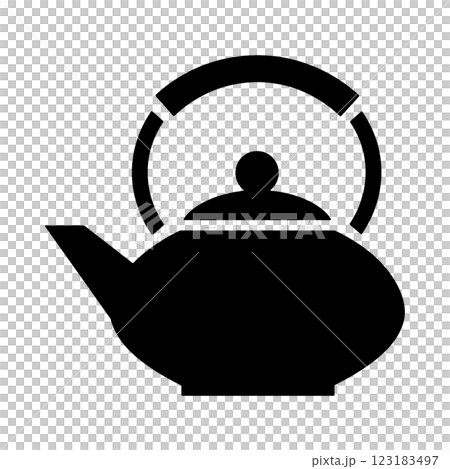 おしゃれな鋳物の急須のシルエットイラスト 透過背景の切り抜き おしゃれな鋳物の急須のシルエットイラスト 透過背景の切り抜き 123183497