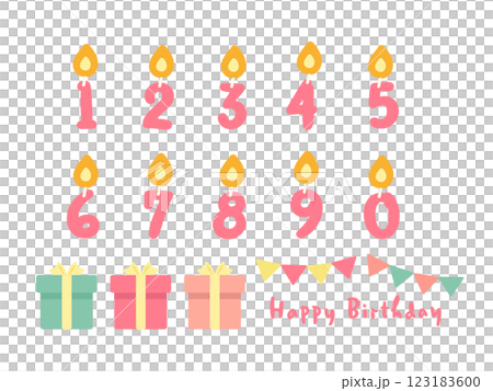 数字　ろうそく　誕生日　イラストセット 123183600