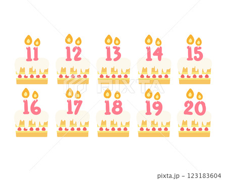 誕生日ケーキ お祝い イラストセット 誕生日ケーキ お祝い イラストセット 123183604