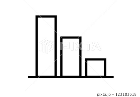 減少をイメージした右下がりの棒グラフアイコン 123183619