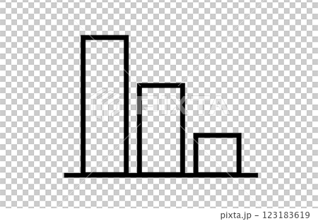減少をイメージした右下がりの棒グラフアイコン 123183619