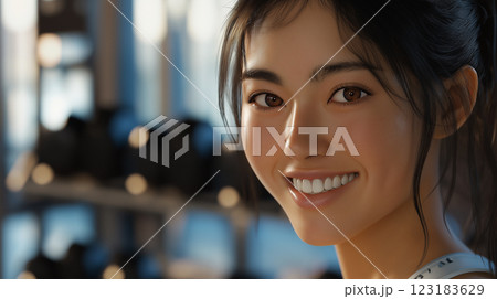 ジムでトレーニングをしている女性 123183629