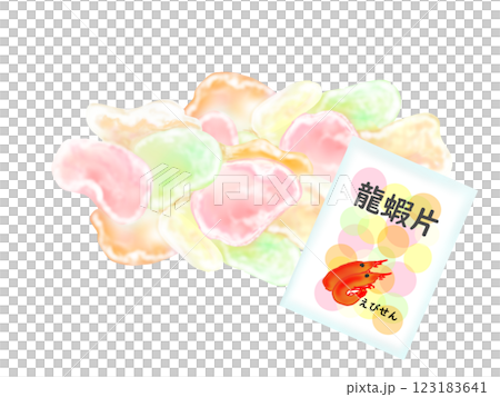 Hand-drawn illustration of Chinese food shrimp crackers Hand-drawn illustration of Chinese food shrimp crackers 123183641