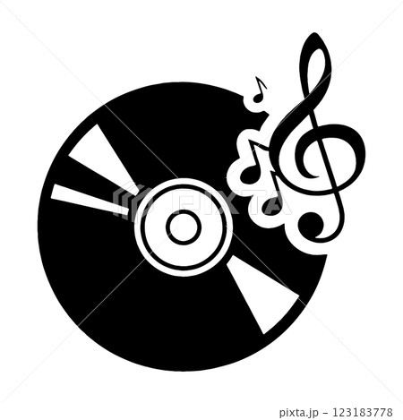 CD and music pictogram illustration, cut out on - Stock