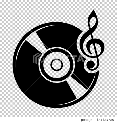 CDと音楽のピクトグラムイラスト　透過背景の切り抜き 123183780