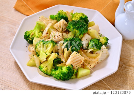 イカとブロッコリーの炒め物、中華料理。 イカとブロッコリーの炒め物、中華料理。 123183879