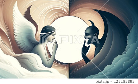 囁き合う天使と悪魔 123183893