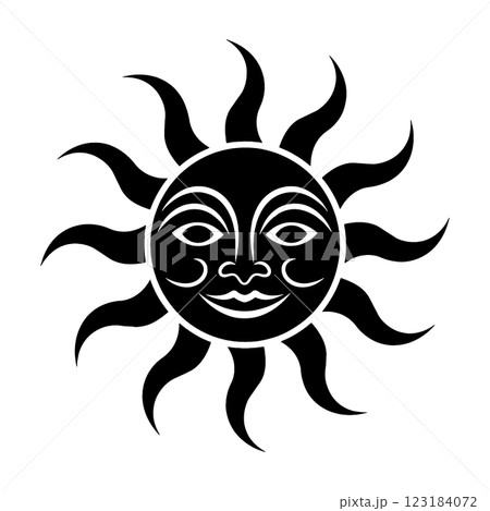 不気味な笑顔の表情の太陽の黒いシルエットイラスト 透過背景の切り抜き 不気味な笑顔の表情の太陽の黒いシルエットイラスト 透過背景の切り抜き 123184072