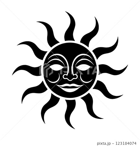 不気味な笑顔の表情の太陽の黒いシルエットイラスト 透過背景の切り抜き 不気味な笑顔の表情の太陽の黒いシルエットイラスト 透過背景の切り抜き 123184074