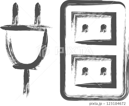 家電関連の筆書き単品イラスト　コンセントプラグ 123184672