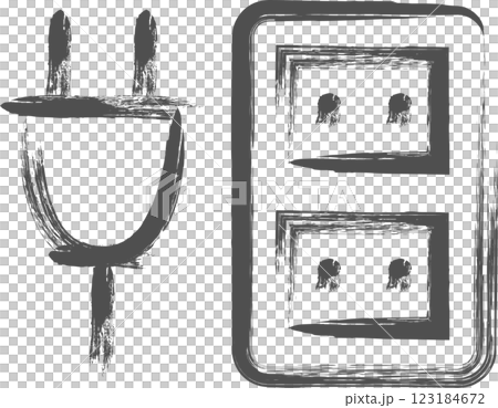 家電関連の筆書き単品イラスト　コンセントプラグ 123184672