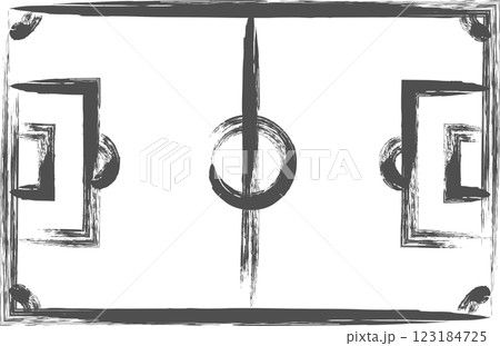 スポーツ関連の筆書き単品イラスト コート サッカー スポーツ関連の筆書き単品イラスト コート サッカー 123184725