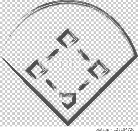 Sports-related brush-drawn illustrations: Court, Baseball Sports-related brush-drawn illustrations: Court, Baseball 123184726