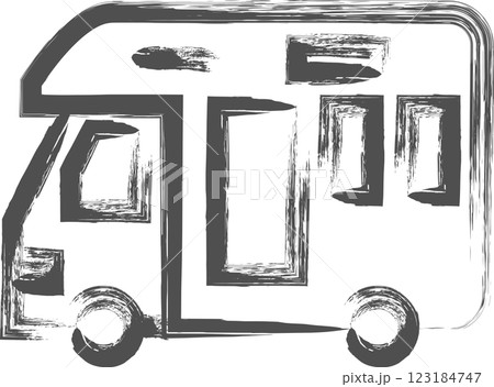 乗り物関連の筆書き単品イラスト キャンピングカー 乗り物関連の筆書き単品イラスト キャンピングカー 123184747