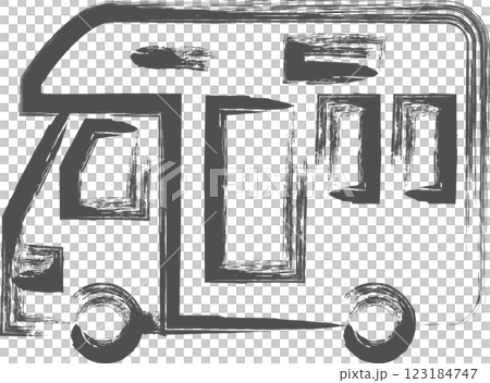 乗り物関連の筆書き単品イラスト キャンピングカー 乗り物関連の筆書き単品イラスト キャンピングカー 123184747