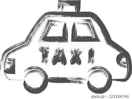 乗り物関連の筆書き単品イラスト　タクシー 123184748