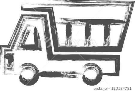 乗り物関連の筆書き単品イラスト　ダンプカー 123184751