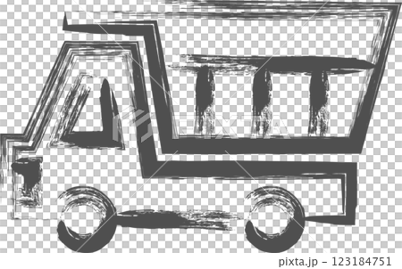 乗り物関連の筆書き単品イラスト　ダンプカー 123184751