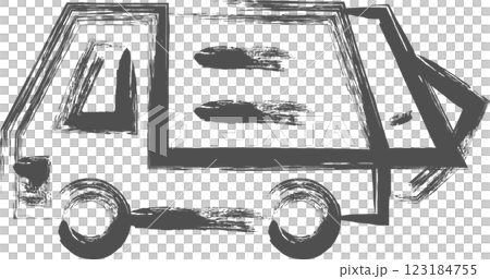 A single illustration of a vehicle related to brush writing: Garbage truck 123184755