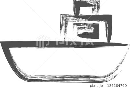 乗り物関連の筆書き単品イラスト　漁船 123184760
