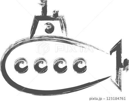 乗り物関連の筆書き単品イラスト　潜水艦 123184761