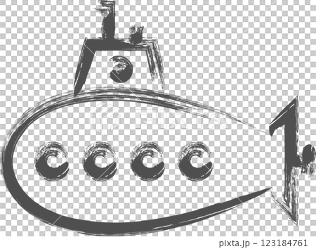乗り物関連の筆書き単品イラスト　潜水艦 123184761