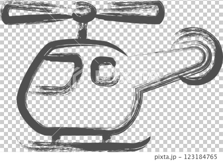 乗り物関連の筆書き単品イラスト　ヘリコプター 123184765