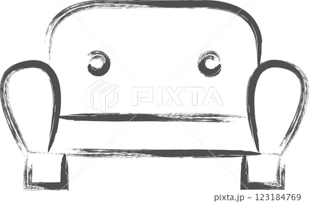 インテリア関連の筆書き単品イラスト ソファー インテリア関連の筆書き単品イラスト ソファー 123184769
