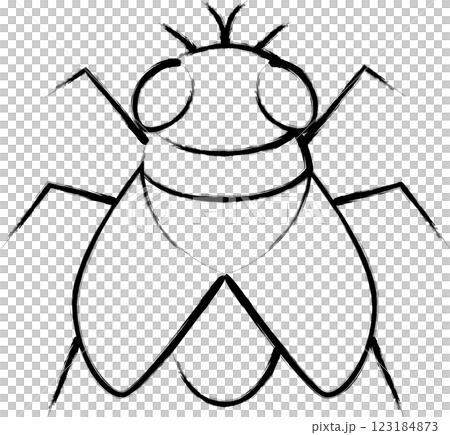 筆書きミニ昆虫イラストアイコン　蝿 123184873