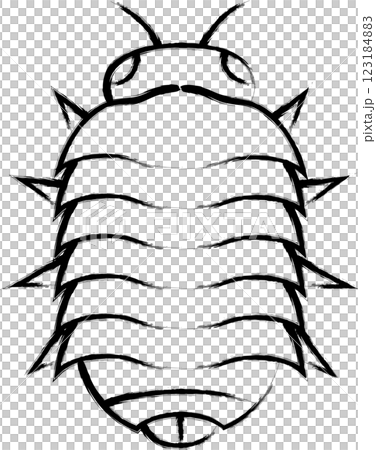 Brush-drawn mini insect illustration icon: pillbug Brush-drawn mini insect illustration icon: pillbug 123184883