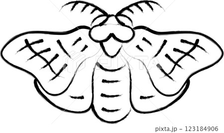 筆書きミニ昆虫イラストアイコン　蚕 123184906