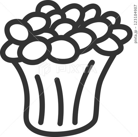 線画キノコ類単品アイコン　エノキダケ 123184987