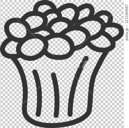 線画キノコ類単品アイコン　エノキダケ 123184987
