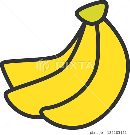 カラー果物単品アイコン　バナナ 123185121